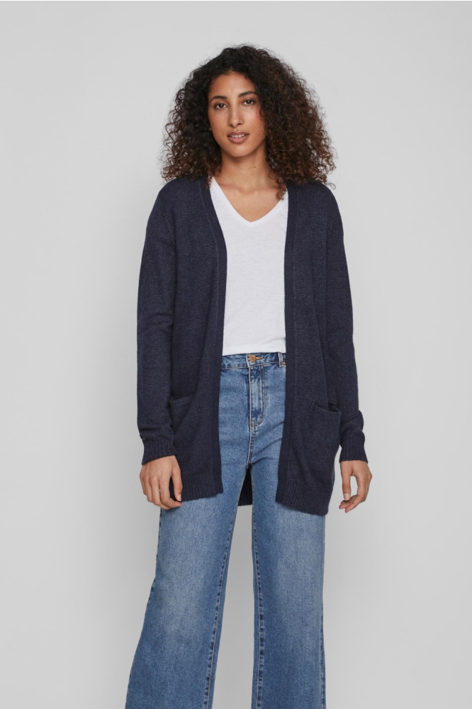 VIRIL L/S OPEN KNIT CARDIGAN-NOOS 14044041 Total Eclipse/MELANGE